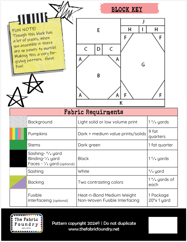 Pumpkin Lineup Quilt Pattern