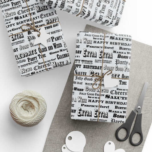 Birthday Headlines Wrapping Paper