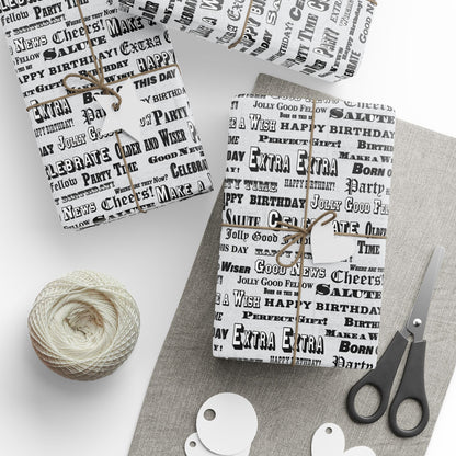 Birthday Headlines Wrapping Paper